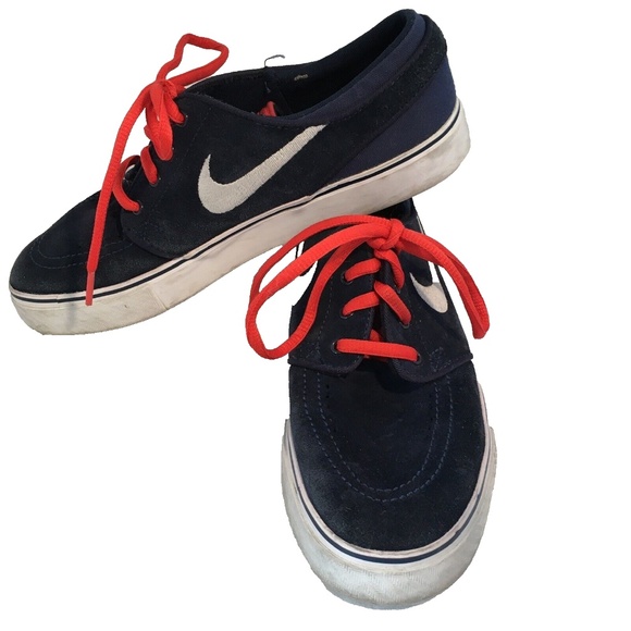 Nike Skater Shoes SB Stefan Janoski Blue & White Youth Size 6Y Red Laces Suede - Picture 1 of 7